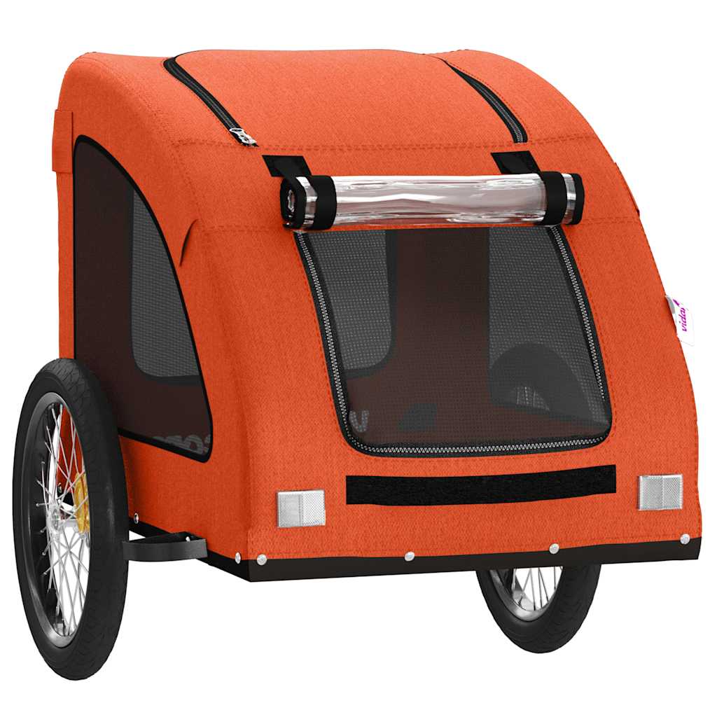 Remolque De Bicicleta Mascotas Hierro Tela Oxford Naranja_4