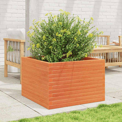 Jardinera De Madera Maciza De Pino Marrón Cera 70x70x46 Cm_2