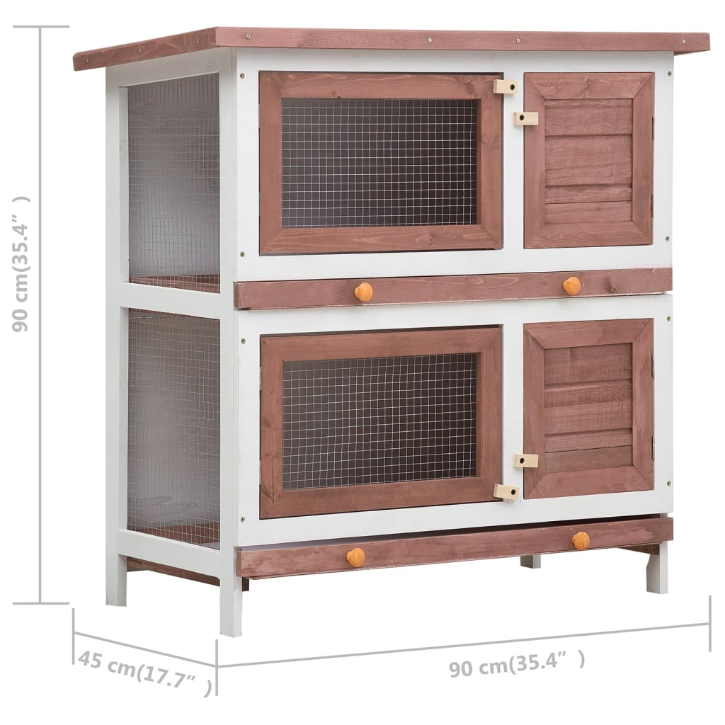 Vidaxl Jaula Conejera Con 4 Puertas Madera Marrón_2