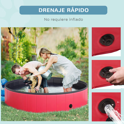 Pawhut Bañera Piscina Plegable De Mascota Perro Baño Portátil Animal Ø140cm_4