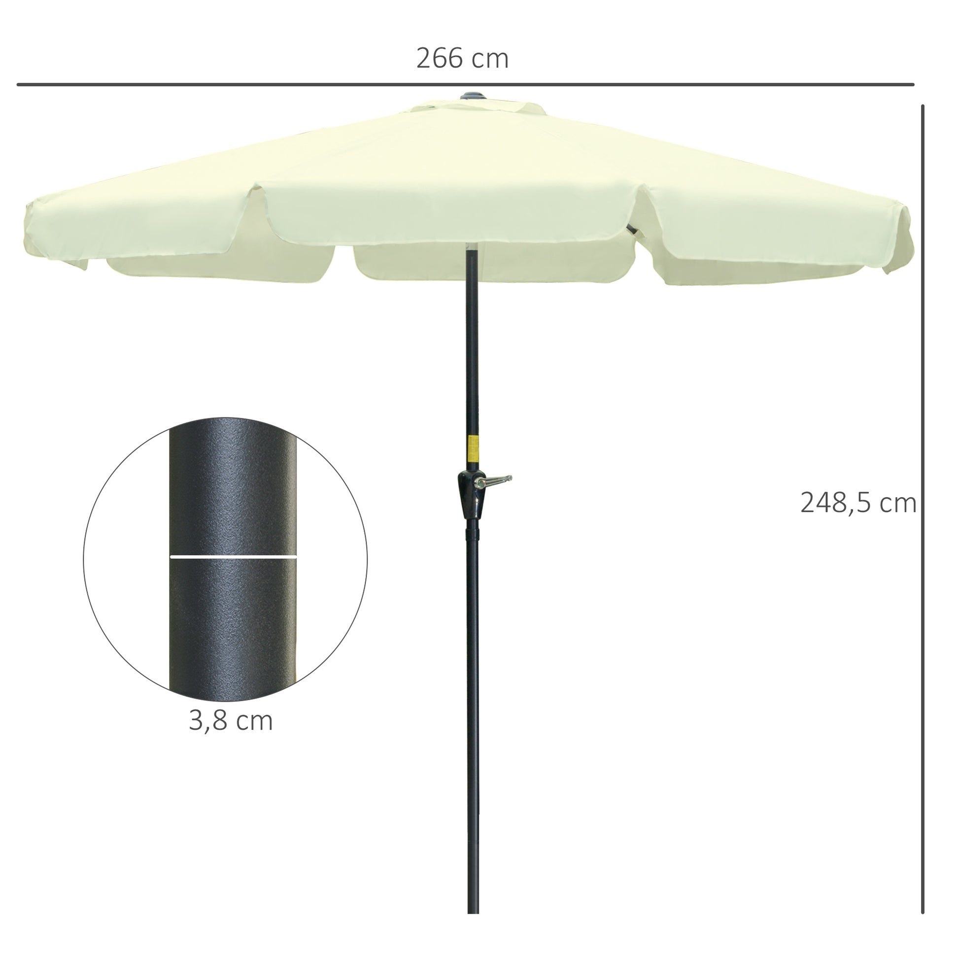 Outsunny Sombrilla De Jardín De Aluminio Ø266x248,5 Cm Con Ángulo Ajustable_2
