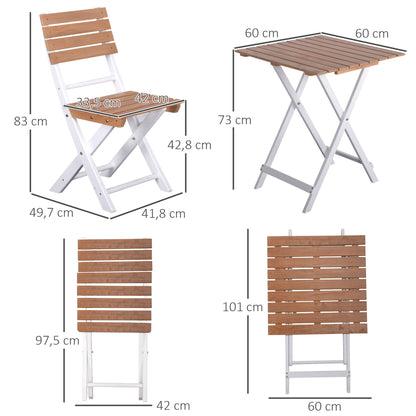 Outsunny Conjunto De Terraza Plegable 3 Piezas Mesa 2 Sillas Para Jardín Balcón_2