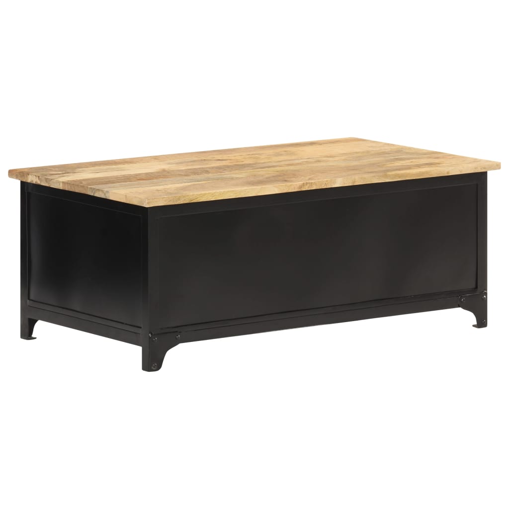 Mesa De Centro De Madera Maciza De Mango 90x50x35 Cm_3