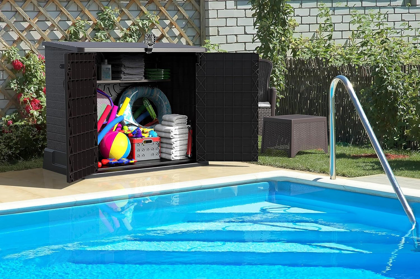 Duramax - Arcón Cubre Cubos Exterior - 850 L - Pvc - Color Marrón -  -_4