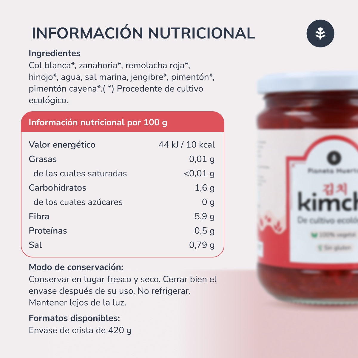 Pack 3x Kimchi ECO Planeta Huerto 420 g