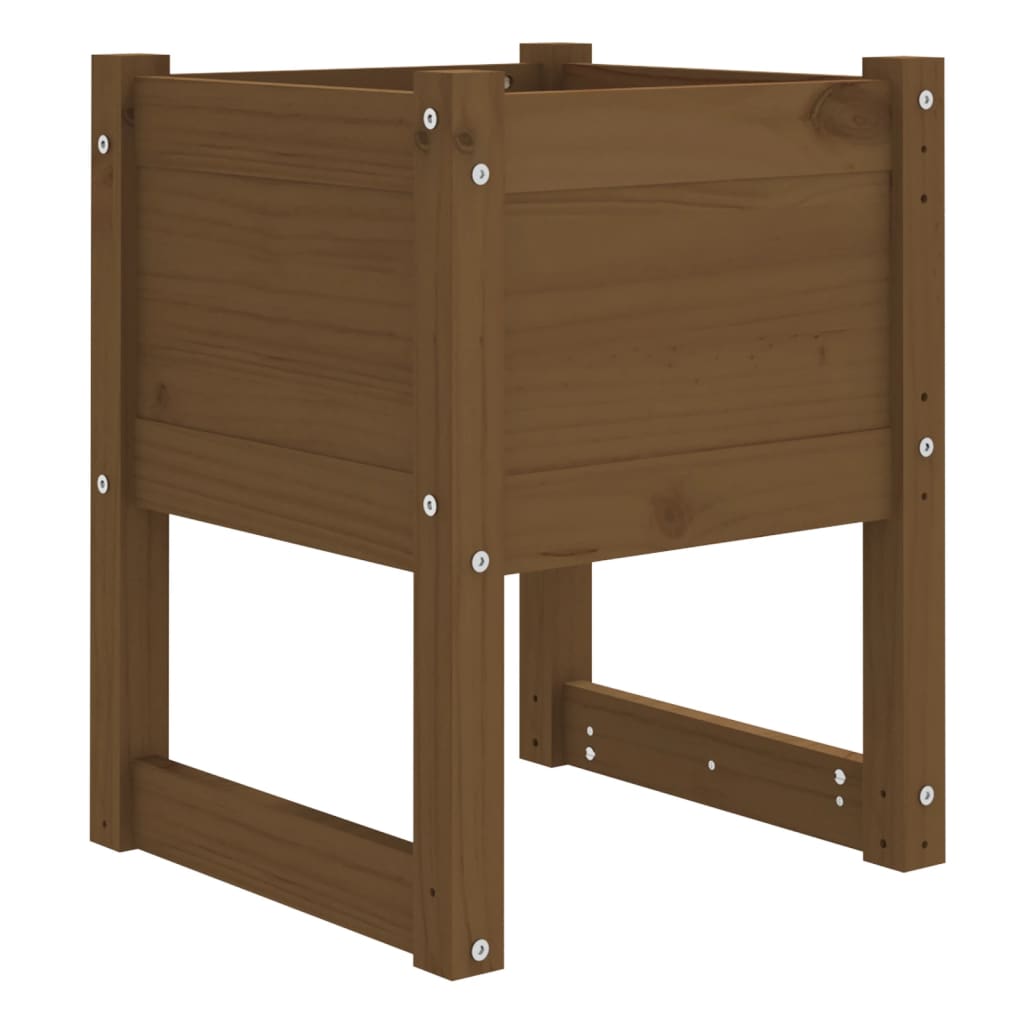 Jardinera 2 Uds Madera Maciza De Pino Marrón Miel 40x40x52,5 Cm_3