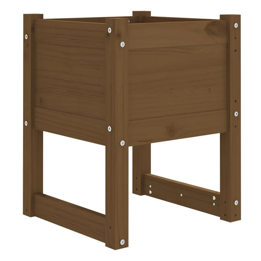 Jardinera Madera Maciza De Pino Marrón Miel 40x40x52,5 Cm_0