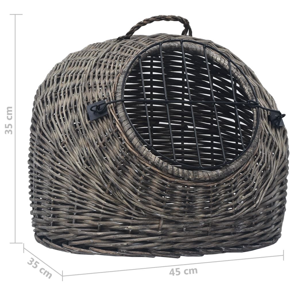 Vidaxl Transportín Para Gatos Sauce Natural Gris 45x35x35 Cm_2