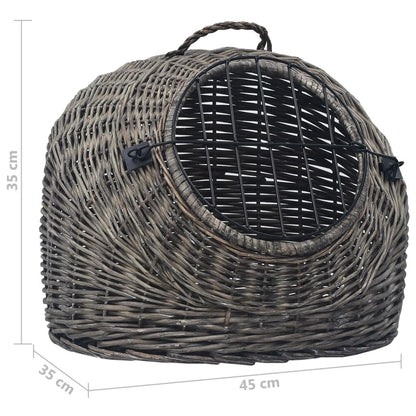 Vidaxl Transportín Para Gatos Sauce Natural Gris 45x35x35 Cm_2