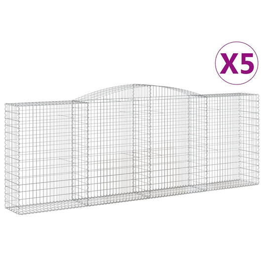 Cestas Gaviones 5 Uds Forma De Arco Hierro 400x50x140/160 Cm_0