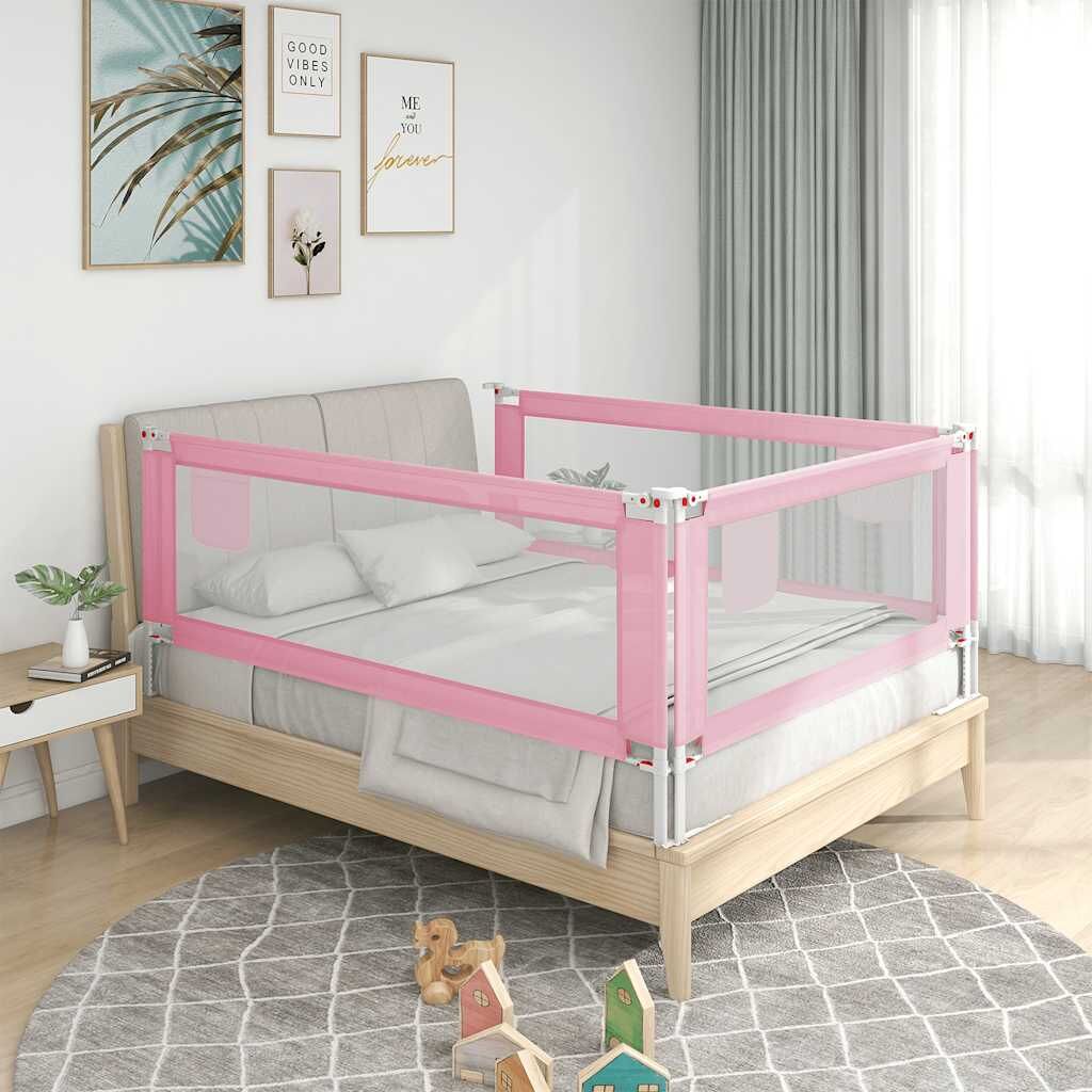 Vidaxl Barandilla De Seguridad Cama De Niño Rosa Tela 200x25 Cm_1