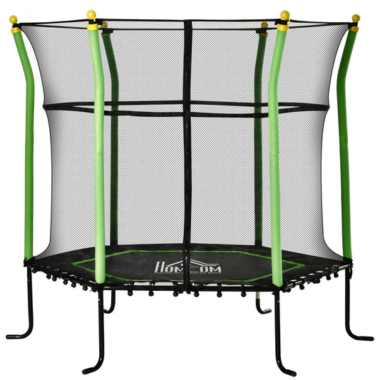 Homcom Trampolín Infantil Con Red De Seguridad Ø163,5x163,5 Cm Verde_0