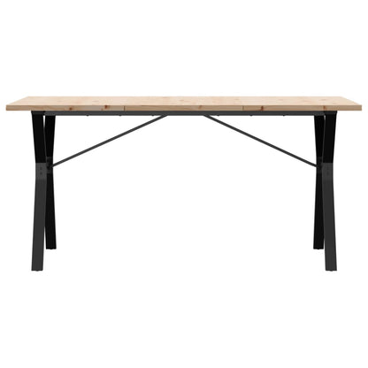 Mesa De Comedor Marco Y Madera Maciza Pino Acero 140x80x75,5 Cm_2