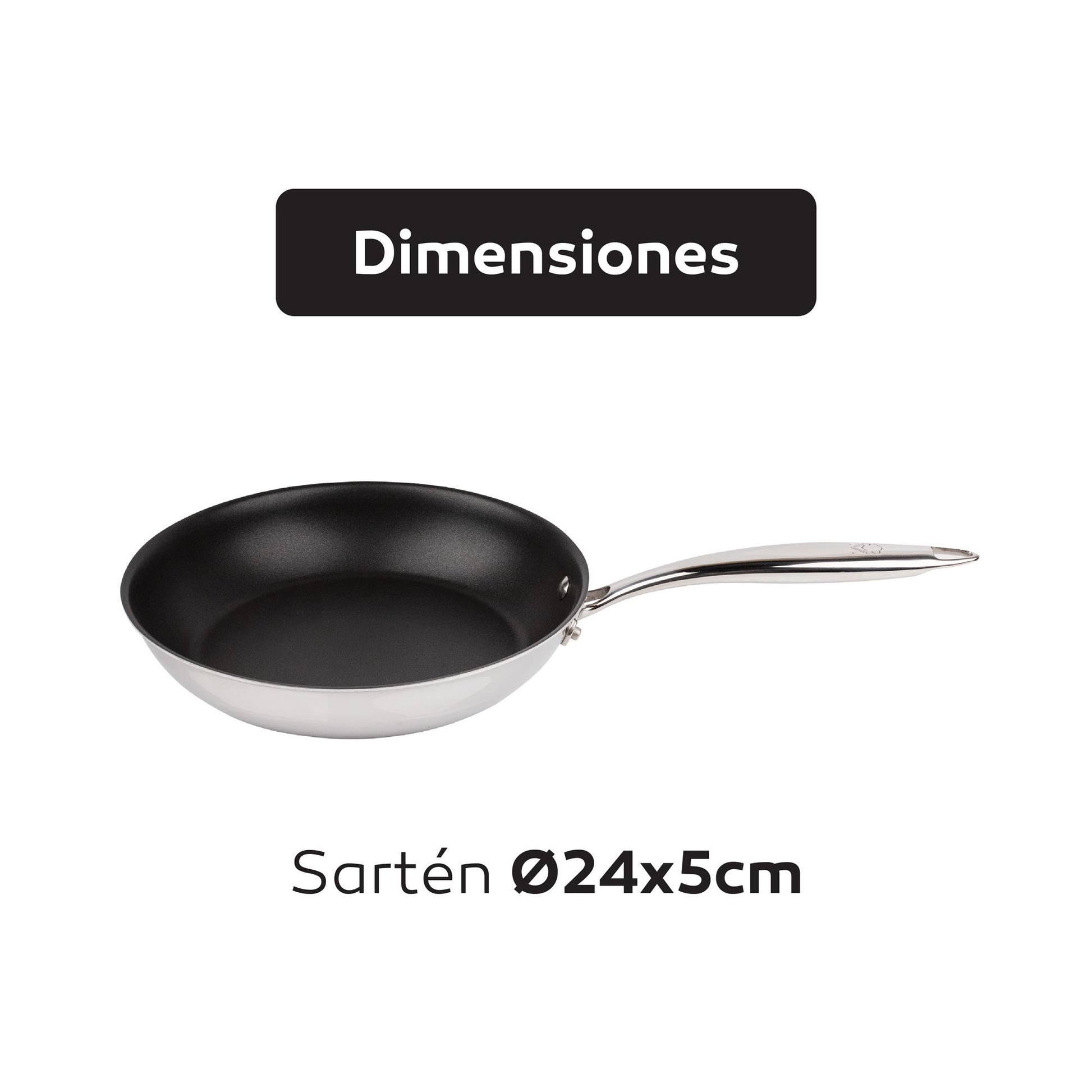 Sartén Ø24x5cm Argent Antiadherente En Acero Inoxidable De Masterpro_1