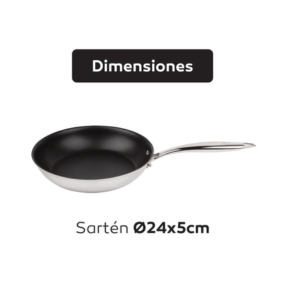 Sartén Ø24x5cm Argent Antiadherente En Acero Inoxidable De Masterpro_1