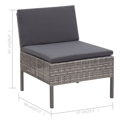 Vidaxl Set De Muebles De Jardín 3 Pzas Y Cojines Ratán Sintético Gris_2