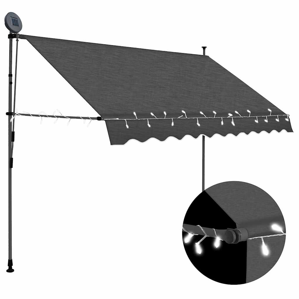 Toldo Manual Retráctil Con Led Gris Antracita 300 Cm_1