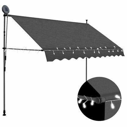 Toldo Manual Retráctil Con Led Gris Antracita 300 Cm_1