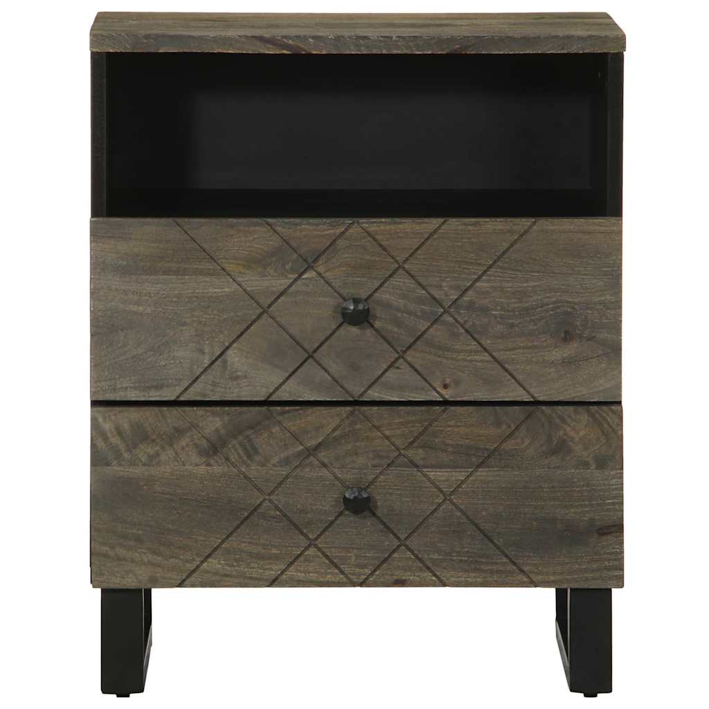 Mesilla De Noche Negra 50x33x62 Cm Madera Maciza Mango_1