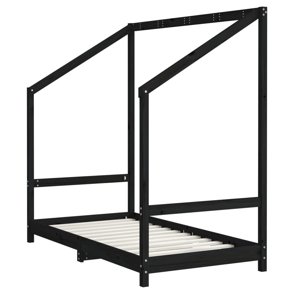 Vidaxl Estructura De Cama Para Niños Madera De Pino Negro 80x160 Cm_3