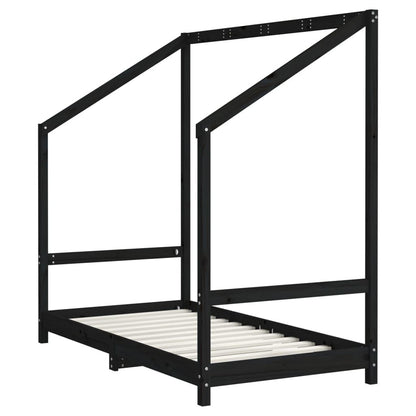Vidaxl Estructura De Cama Para Niños Madera De Pino Negro 80x160 Cm_3
