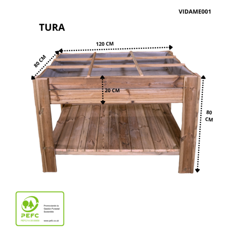 Mesa De Cultivo Tura Profunda 20cm Vidahuerto Con Bandeja Y Separadores 120x80x80 Cm._3