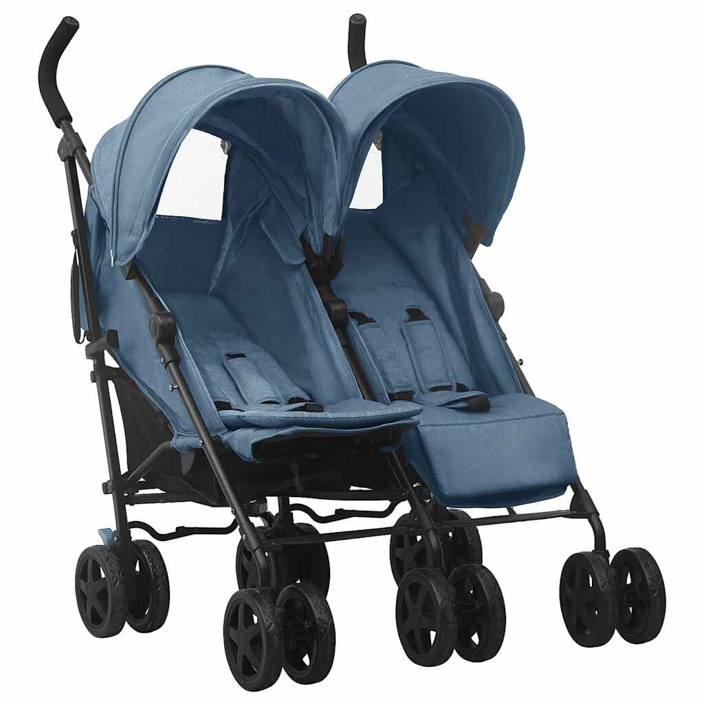 Vidaxl Carrito Para Gemelos De Acero Azul Marino_4