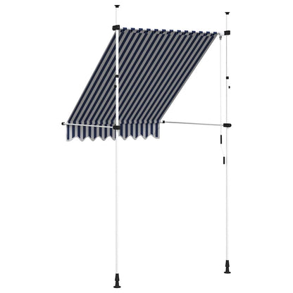 Toldo Manual Retráctil 150 Cm Azul Y Blanco A Rayas_4