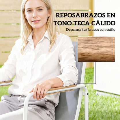Outsunny Conjunto De Mesa Y Sillas Jardín De 7 Piezas Con Sillas Transpirables_5