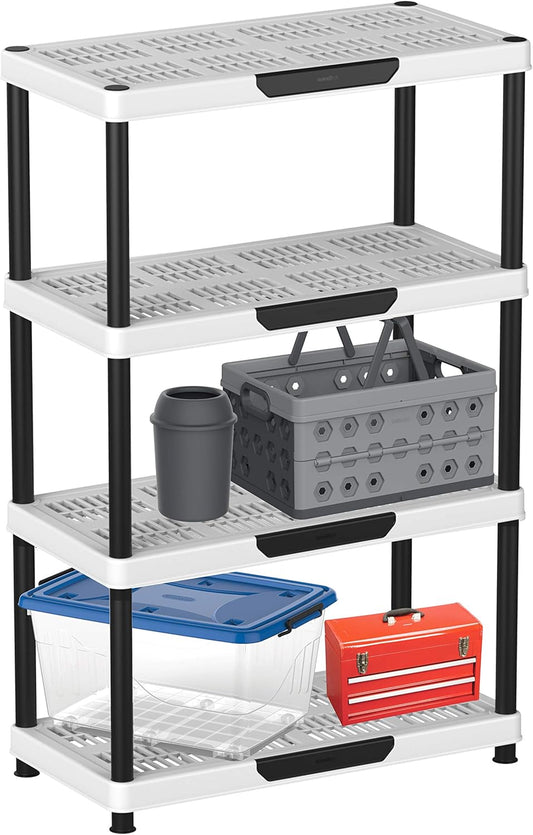 Estantería De Pvc - 4 Baldas - Blanco + Negro - 45x90x141 Cm_0