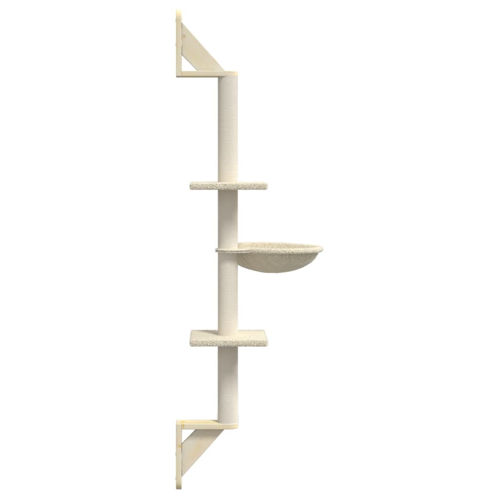 Árbol Rascador Para Gatos De Pared Crema 142,5 Cm_4