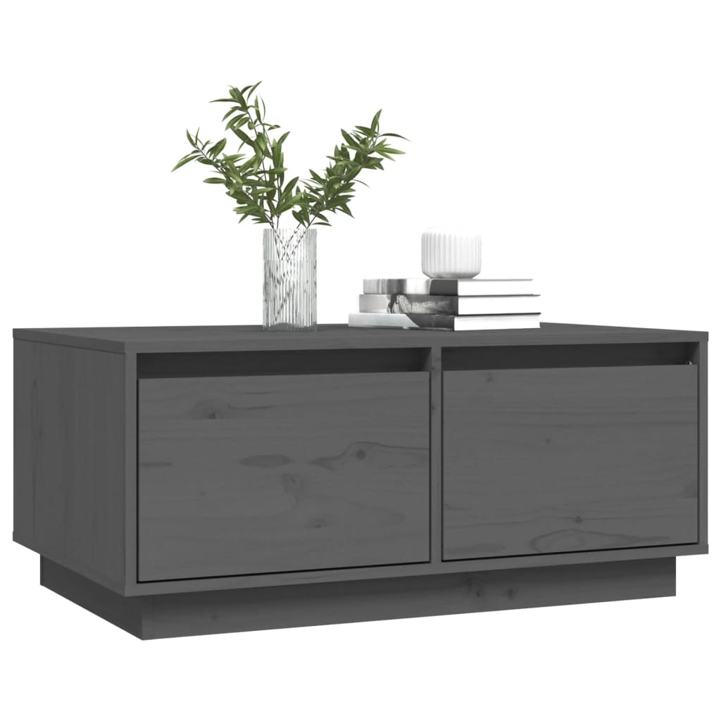 Mesa De Centro Madera Maciza De Pino Gris 80x50x35 Cm_2