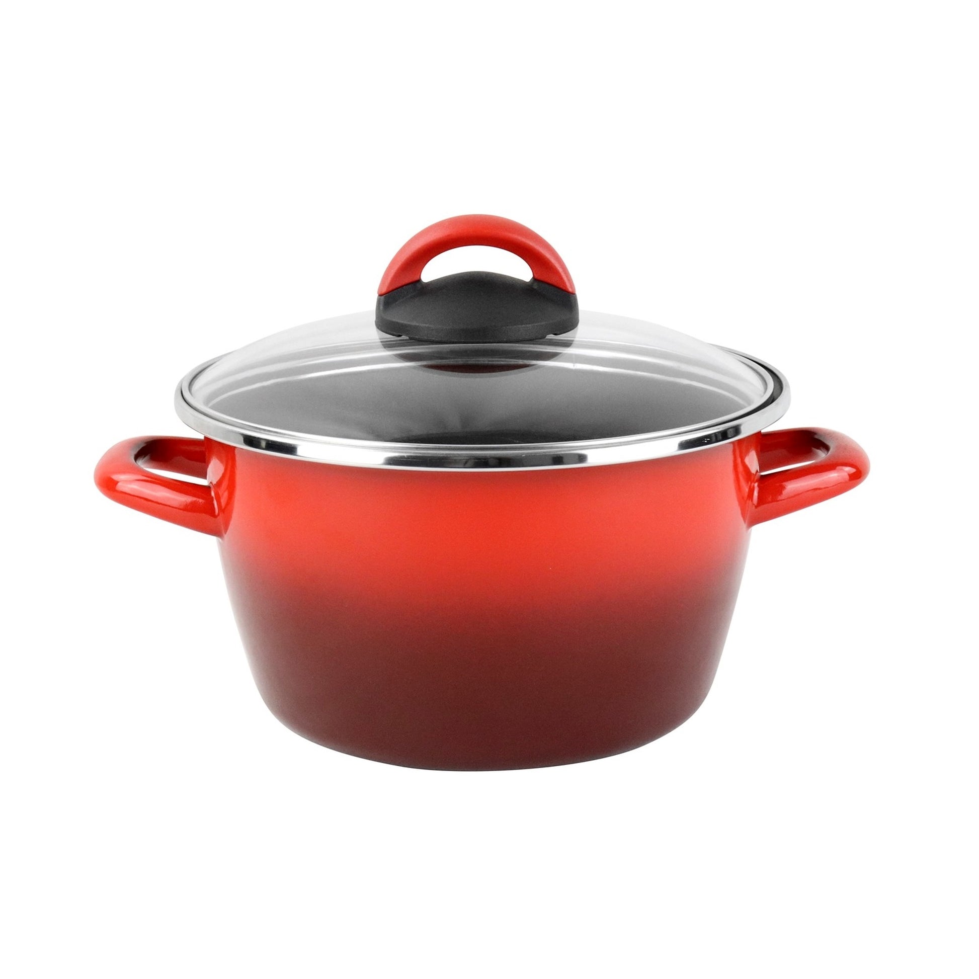 Olla 'sr' Ø28cm Con Tapa Vidrio Rojo Magefesa