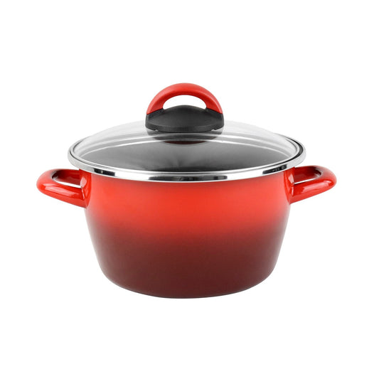 Olla 'sr' Ø28cm Con Tapa Vidrio Rojo Magefesa