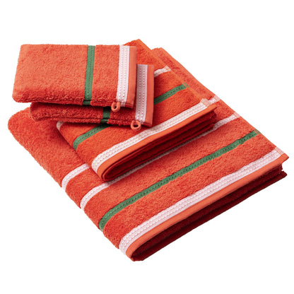 Set 4pc Toalla De Baño (1pc Toalla 50x90 + 1pc Toalla 70x140 Cm + 2pc Guantes De Ducha 15x21cm) 100% Algodón 450gsm Rojo Rainbow_1