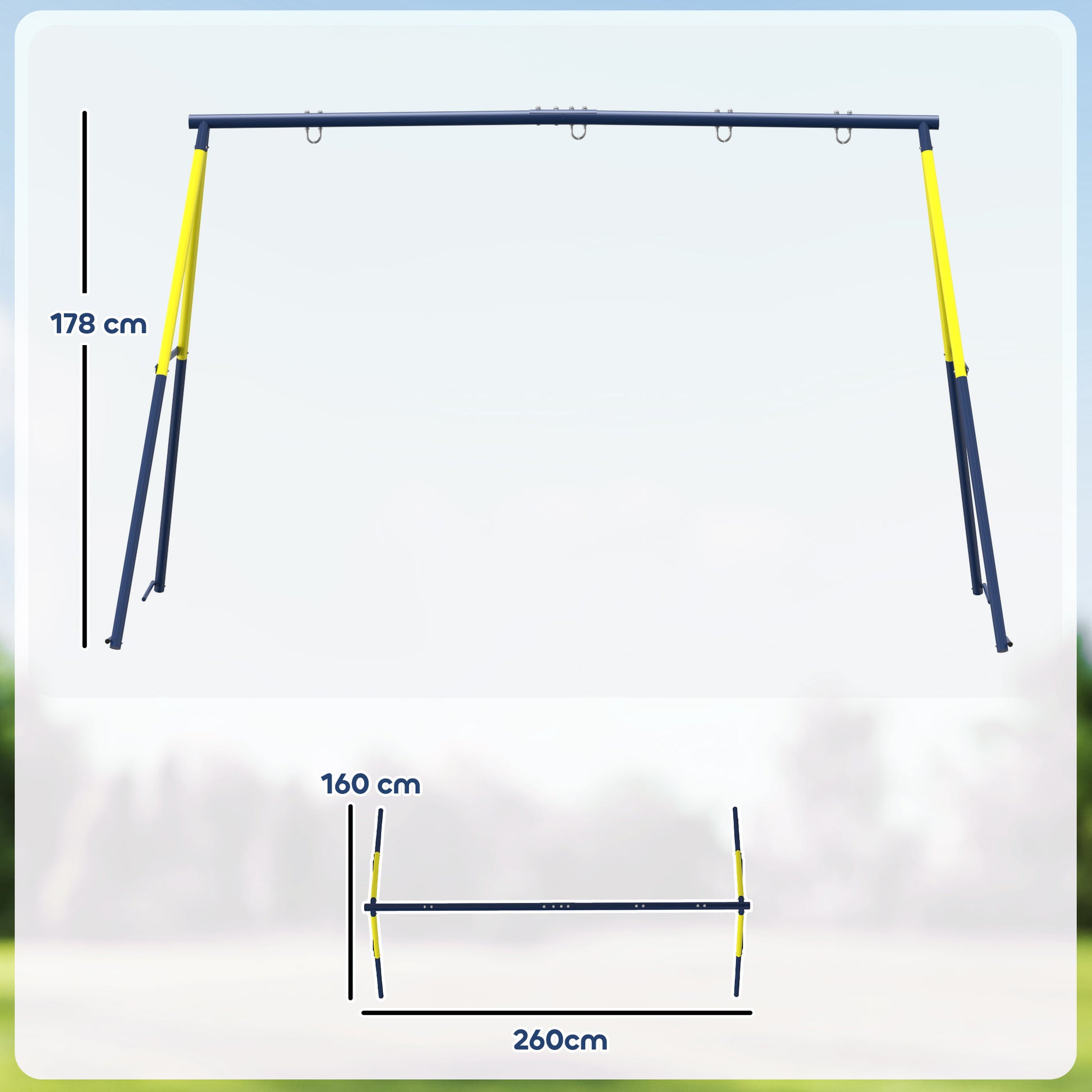 Aiyaplay Estructura De Columpio Infantil Metálica Para 2 Columpios 150 Kg Azul_2