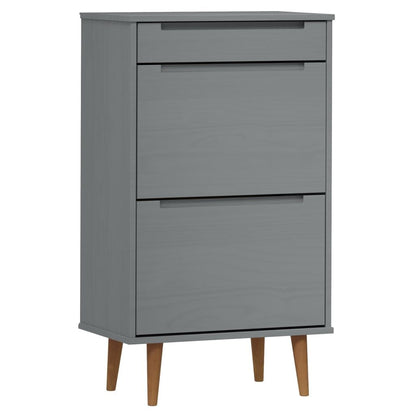 Vidaxl Zapatero Molde Madera Maciza De Pino Gris 59,5x35x103 Cm_0