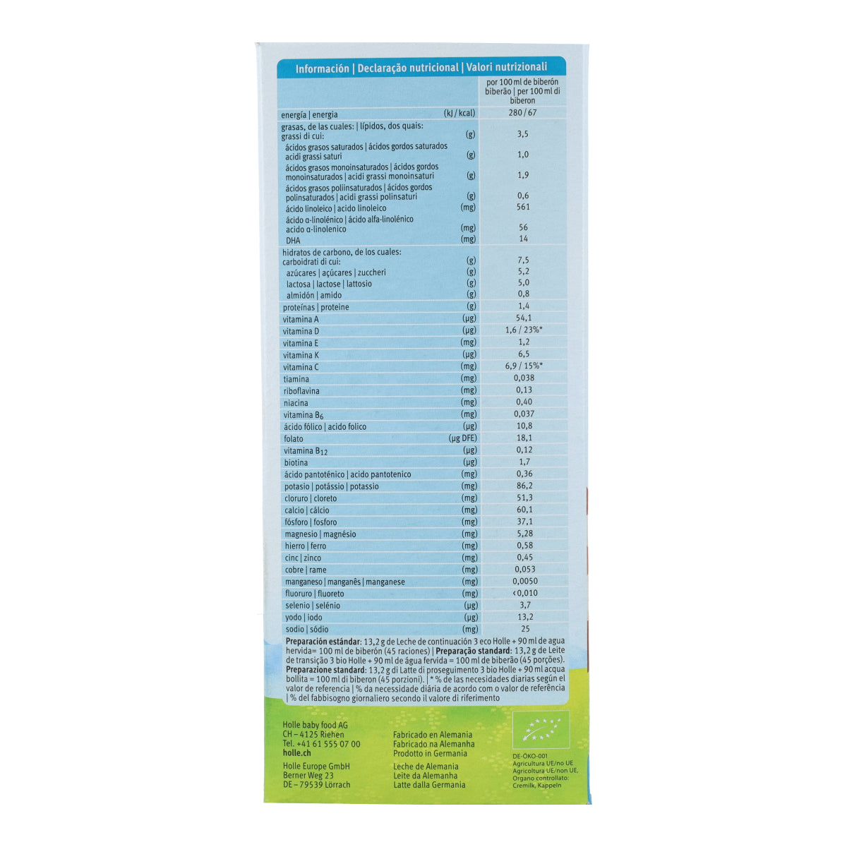 Leche de continuación 3 (+10 meses) Holle 600g