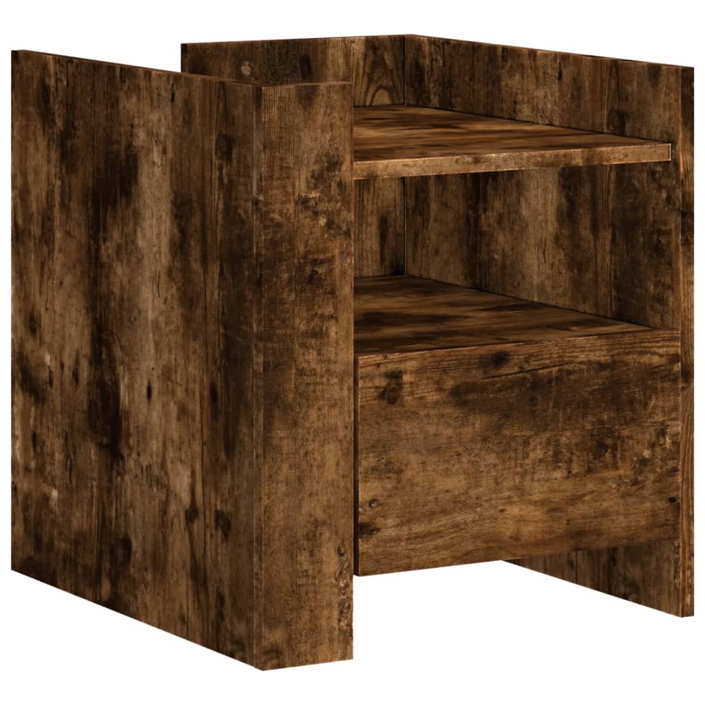 Mesita De Noche Madera De Ingeniería Roble Ahumado 45x50x50 Cm_0