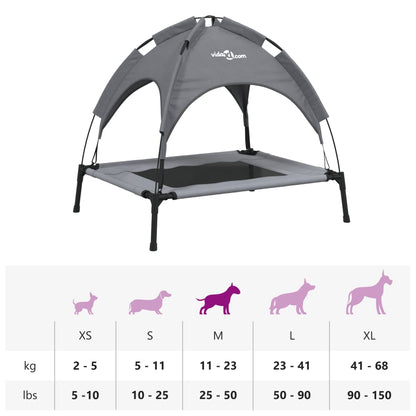 Cama Para Perros Con Dosel Antracita Tela Oxford Y Acero / Vetonek_5