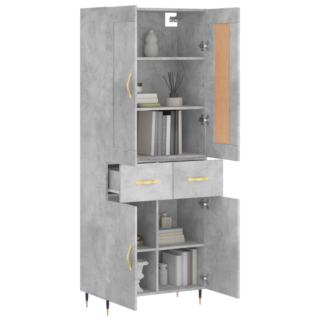 Aparador Alto Madera Contrachapada Gris Hormigón 69,5x34x180 Cm_2