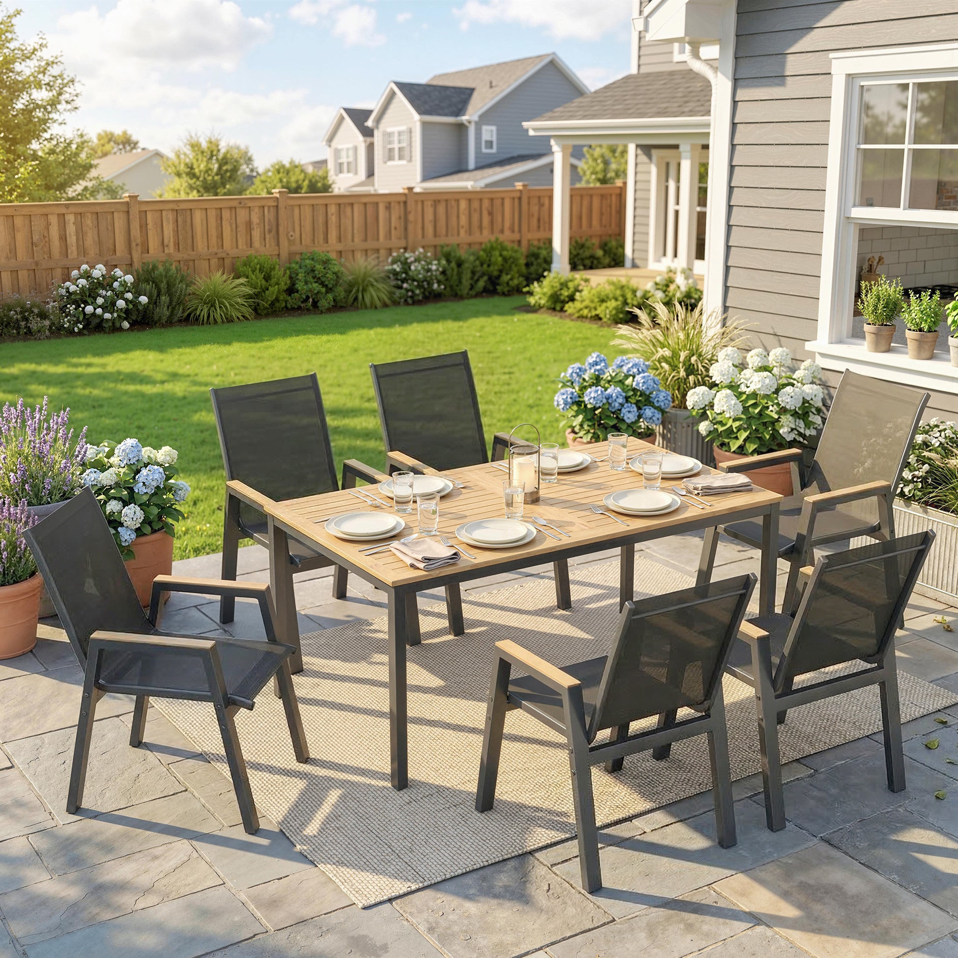 Outsunny Conjunto De Mesa Y Sillas Jardín De 7 Piezas_1