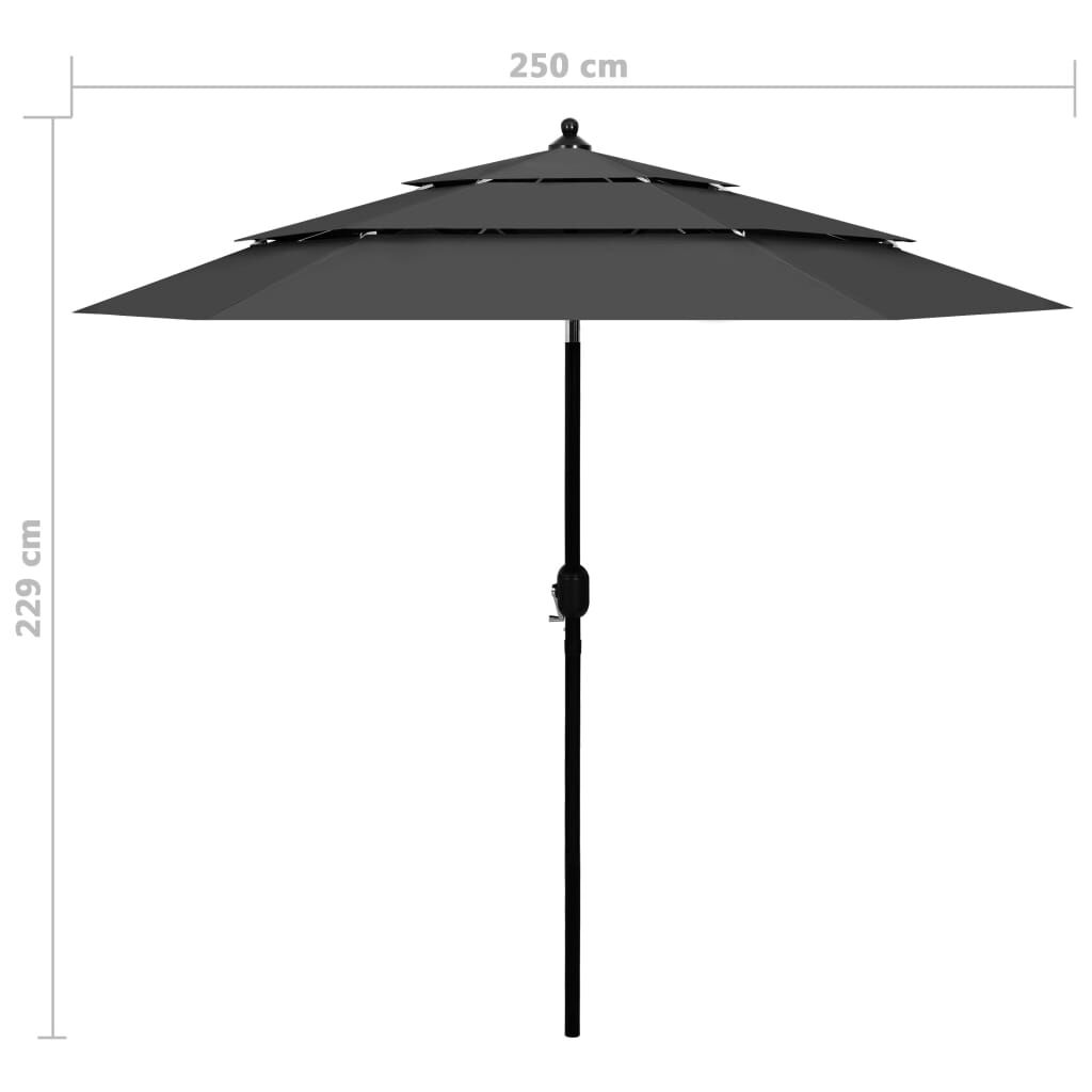 Vidaxl Sombrilla Jardín 3 Niveles Con Palo De Aluminio Antracita 2,5 M_2