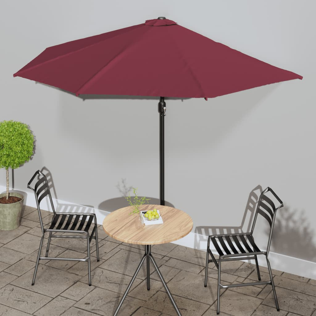 Vidaxl Sombrilla Balcón Semicircular Aluminio Burdeos 300x155x223 Cm_1