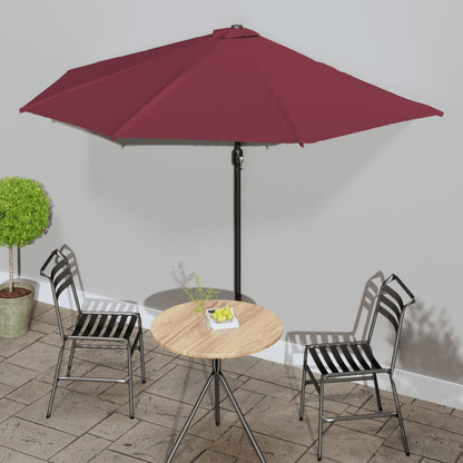 Vidaxl Sombrilla Balcón Semicircular Aluminio Burdeos 300x155x223 Cm_1