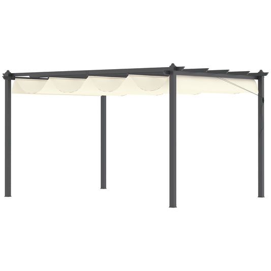 Outsunny Pérgola De Aluminio 4x3 M Con Techo Retráctil Poliéster Para Exterior_0