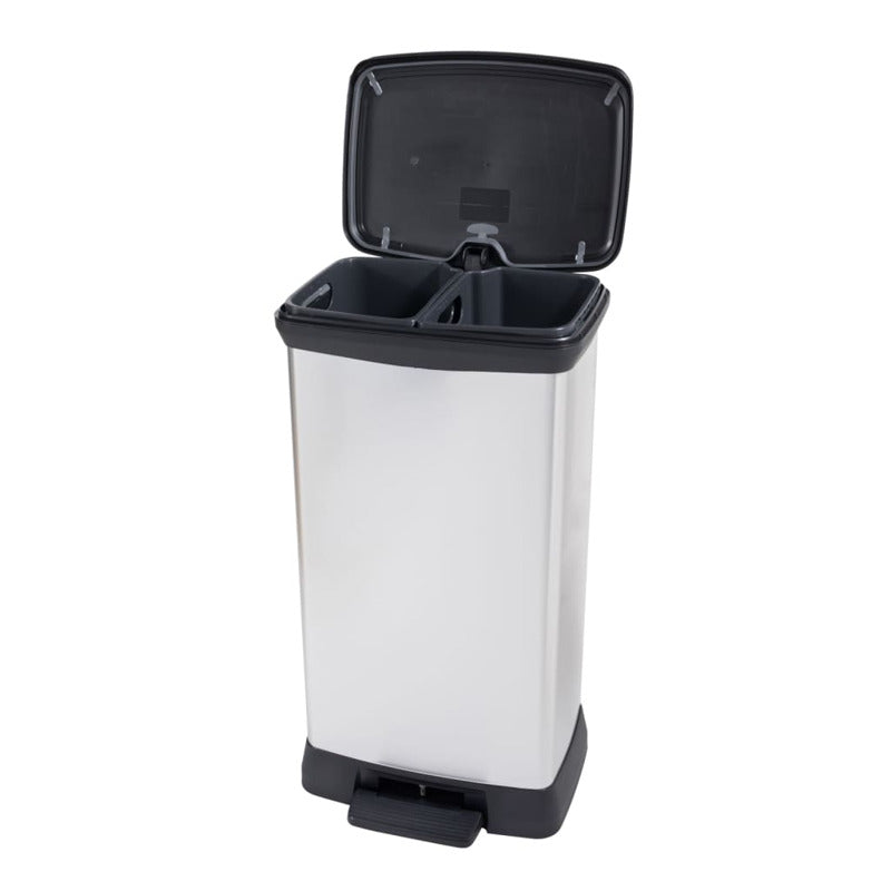 Curver Papelera De Pedal Doble Deco Plateado 23l + 23l_5