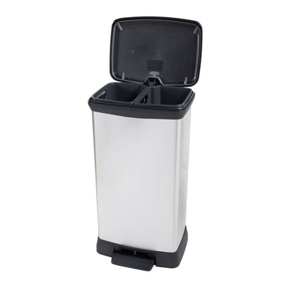 Curver Papelera De Pedal Doble Deco Plateado 23l + 23l_5