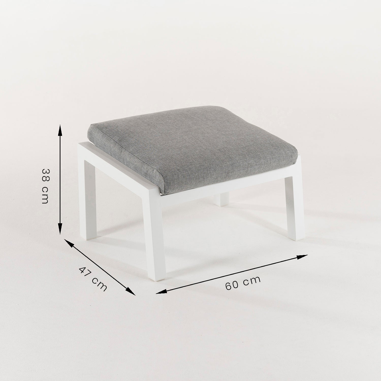 Puff De Exterior, Reforzado, Aluminio, Color Blanco, Reposapies:60x47x38_4