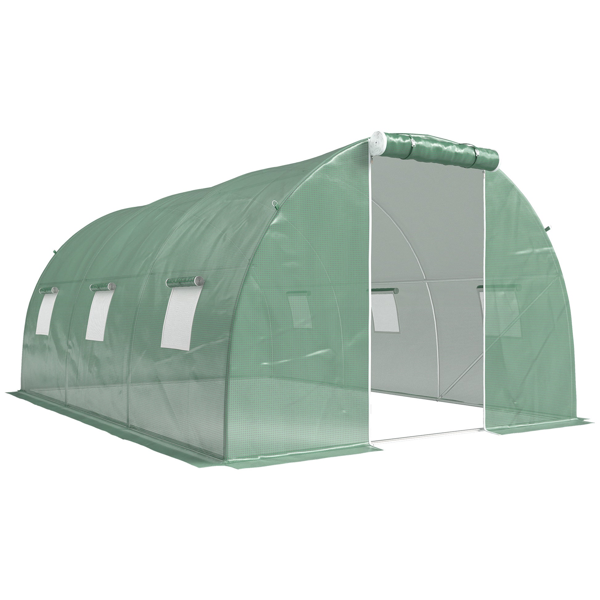 Outsunny Invernadero De Túnel 4,5x3x2 M Con Paredes Laterales Enrollables Verde_0
